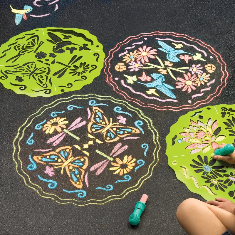ChalkScapes Mandalas Sidewalk Stencils Chalk Art Kit