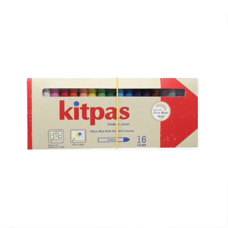 Kitpas Rice Bran Wax Art Crayons 16 Colors