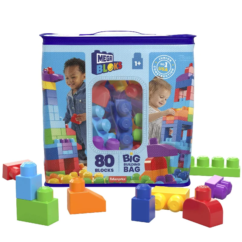 Large - Scale Solid Wood Building Blocks for Outdoor Play and Garden StructuresMEGA BLOKS Fisher-Price Toy Blocks Blue Big Building Bag With Storage (80 Pieces) For Toddler