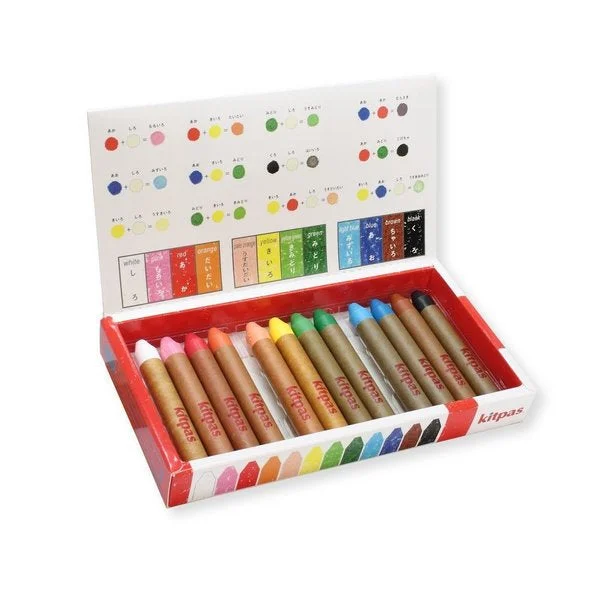 Kitpas Multi-Surface Art Crayons For Kids 12 Colors Medium Size