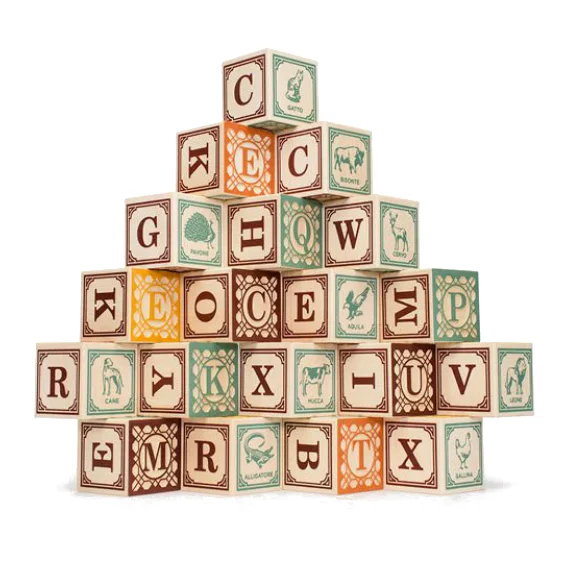 Eco - Friendly Solid Wood Building Blocks with Smooth Edges for Safe ConstructionUncle Goose Italian Alphabet Blocks