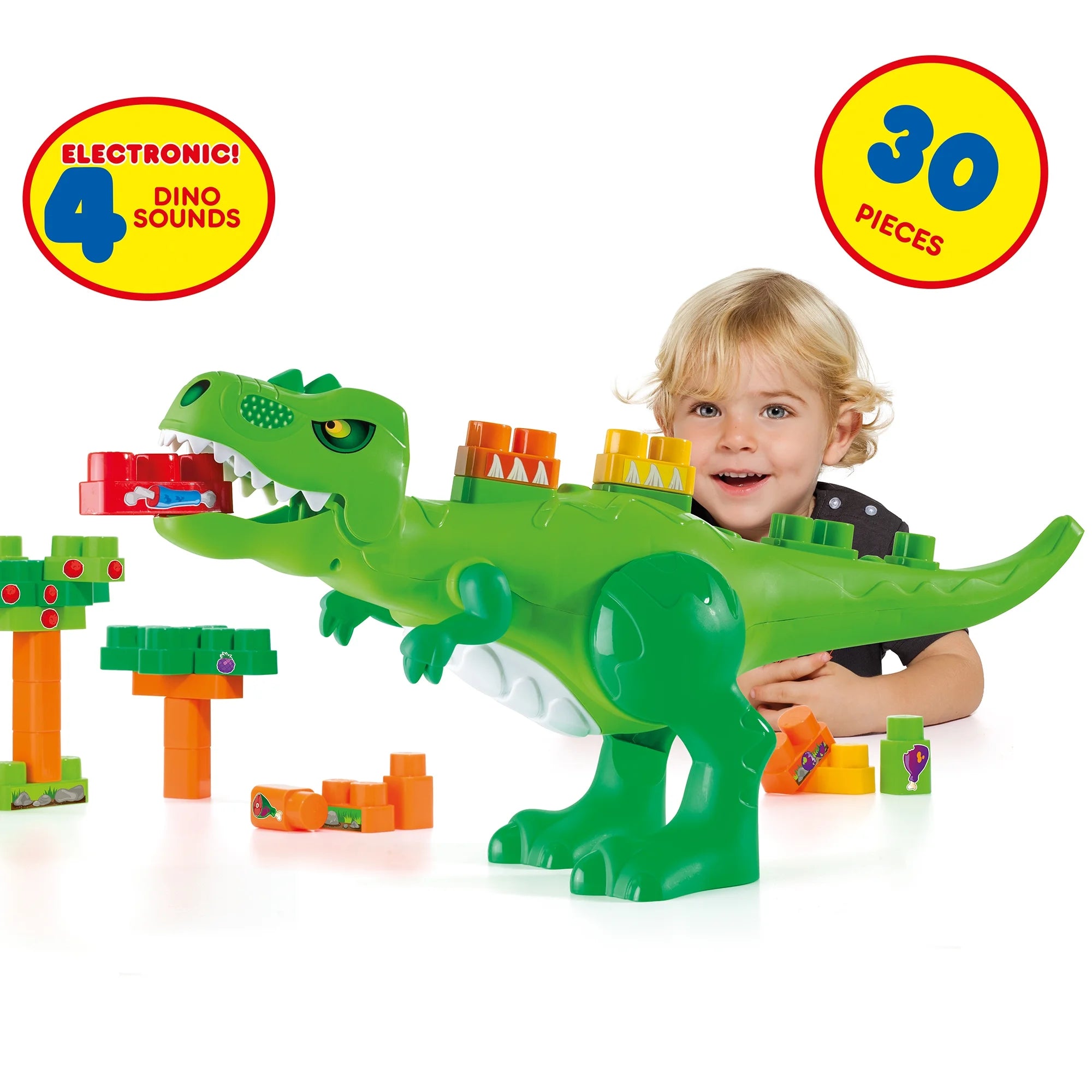 Eco - Conscious Solid Wood Building Blocks with a Nature - Inspired Pattern SetMolto Dino Blocks 30pc Building Blocks Playset