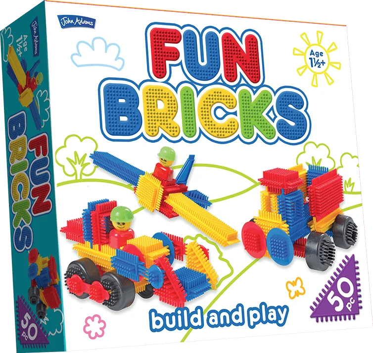 Natural Wood - Grain Colored Building Blocks for a Rustic - Looked Play SetFun Bricks Build And Play 50pc Set