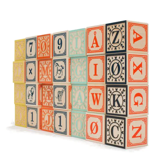 Sustainable Wooden Building Blocks in Geometric Shapes for Advanced ConstructionUncle Goose Norwegian Alphabet Blocks