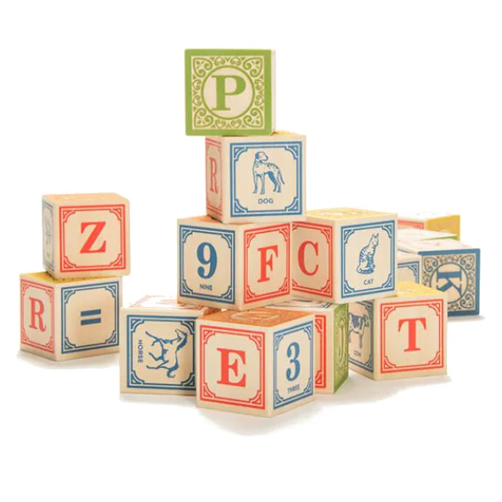 Eco - Friendly Wooden Building Blocks with a Castle - Building ThemeUncle Goose English Alphabet Blocks