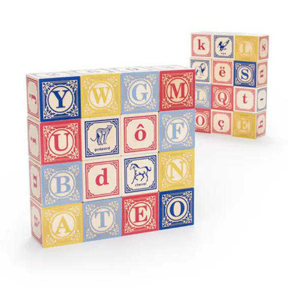 Hand - Made Wooden Building Blocks with a Transportation - Themed CollectionUncle Goose French Alphabet Blocks