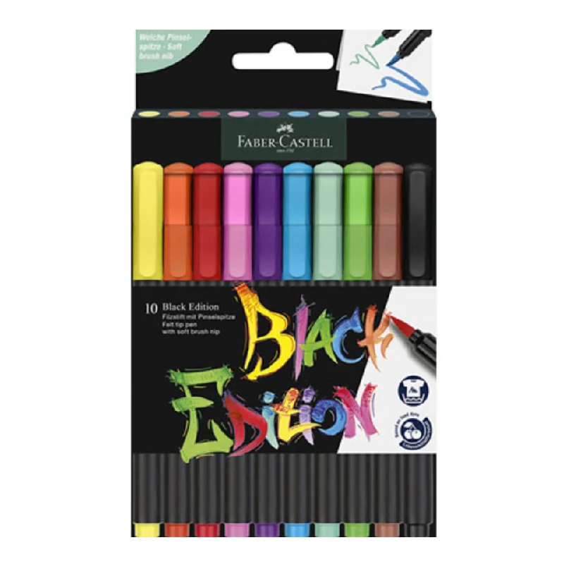 Black Edition - Felt Tip Brush Pens 10pk