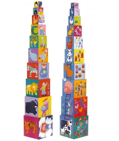 Stapelstein Toy Wooden Building Blocks Set for Toddlers' Early DevelopmentDjeco stapeltoren divers