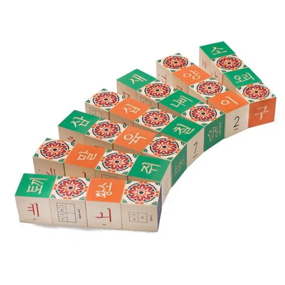 Sustainable Solid Wood Building Blocks with a Musical Instrument DesignUncle Goose Korean Alphabet Blocks