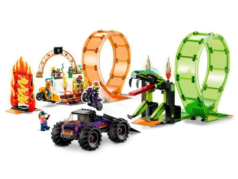 Hand - Made Wooden Building Blocks with a Transportation - Themed CollectionLEGO CITY 60339 Stuntz Double Loop Stunt Arena Motorbike Set