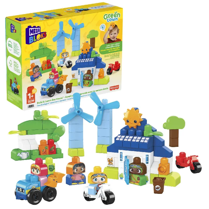 Solid Wood Educational Building Blocks for Developing Spatial Skills in KidsMEGA BLOKS Toy Blocks Build & Learn Eco House With 4 Figures (88 Pieces) For Toddler