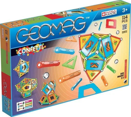 Natural Wood Building Blocks with a Space - Exploration Play Set ThemeGeomag Confetti Building - 114 Piece