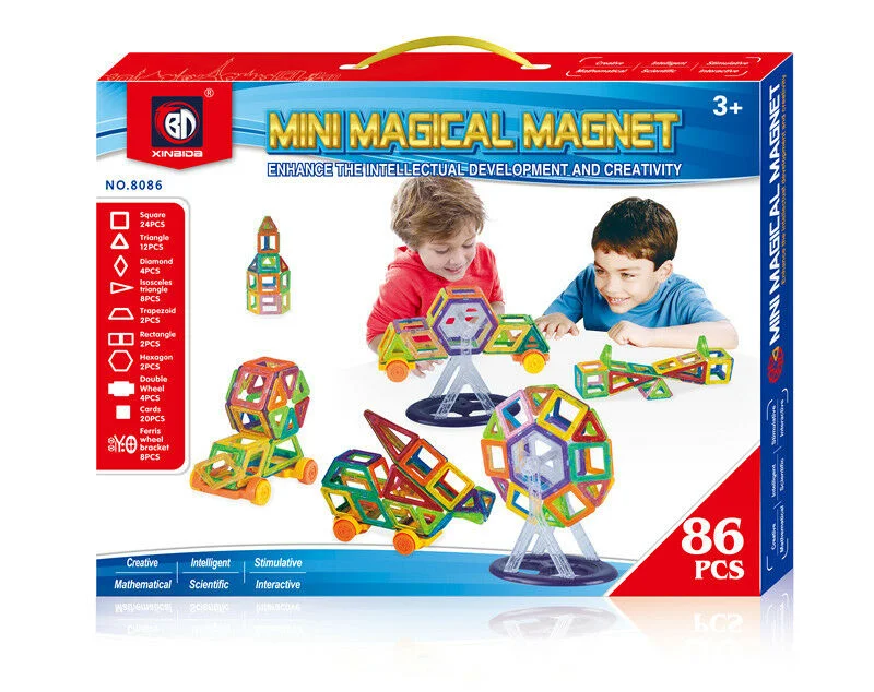 Solid Wood Building Blocks with Glow - in - the - Dark Elements for Nighttime FunMini magical magnet playset 86 pcs