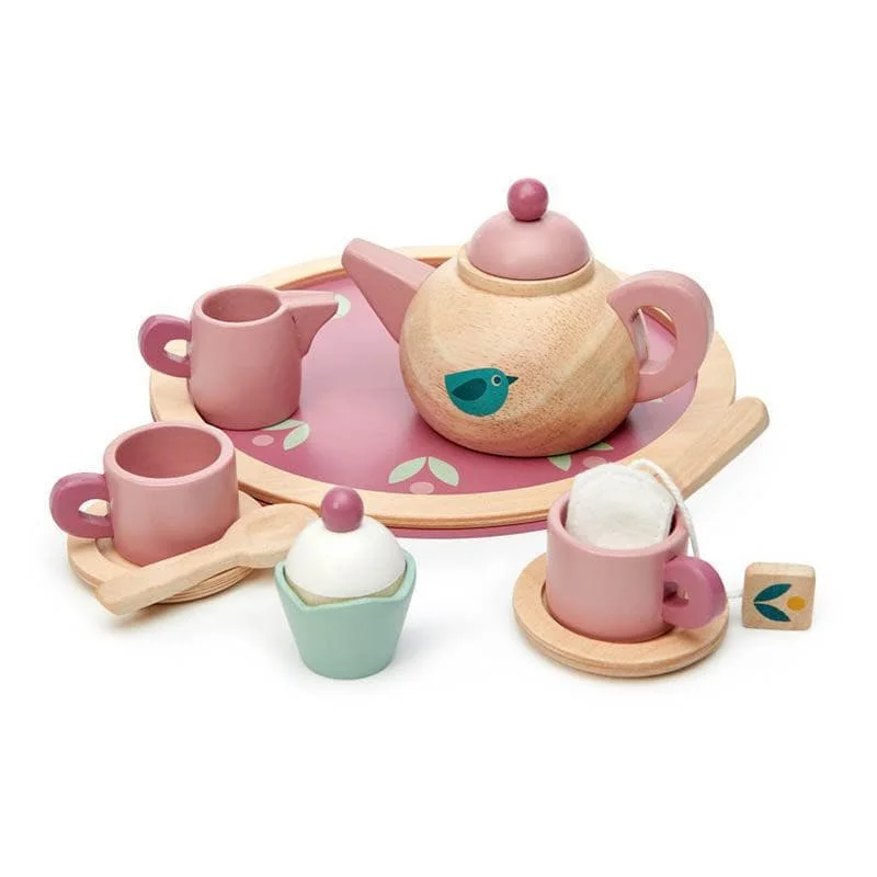 Solid Wood Stacking Cups with Different Sizes for Sensory Play and Motor SkillsBirdie Tea Set