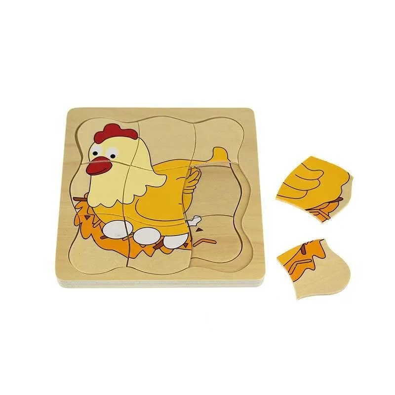 Eco - Friendly Wooden Building Blocks Set with Magnetic Connectors for Creative ConstructionChicken Life Cycle 4 Layers