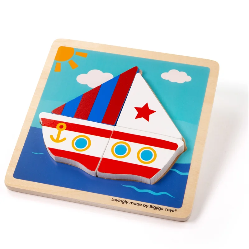 Hand - Painted Wooden Animal Figurines Set for Nursery Decor and Pretend PlayChunky Lift Out Boat Puzzle