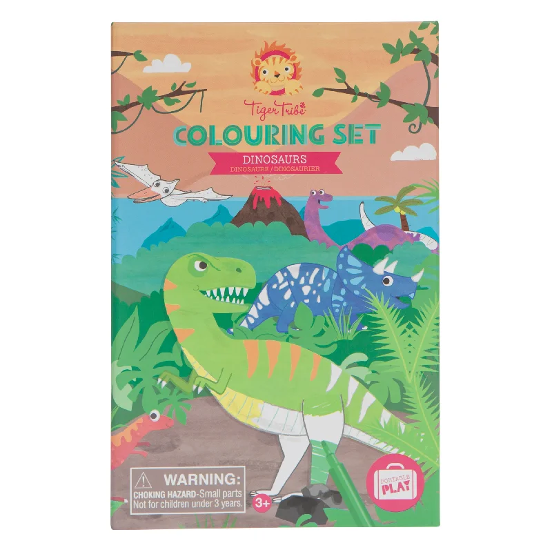 Natural Wood Jigsaw Puzzle of a Scenic Landscape for Relaxing HobbiesColouring Set - Dinosaur