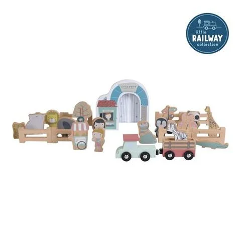 Sustainable Solid Wood Puzzle Set with 50 Pieces for Family Bonding and Brain TrainingLittle Dutch Railway Extension Zoo Set