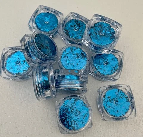 Sustainable Wooden Palette with Deep Wells for Mixing Acrylic PaintsCrushed Imitation Leaf Foil In Small Jar Blue Sustainable Wooden Palette with Deep Wells for Mixing Acrylic PaintsCrushed Imitation Leaf Foil In Small Jar Blue