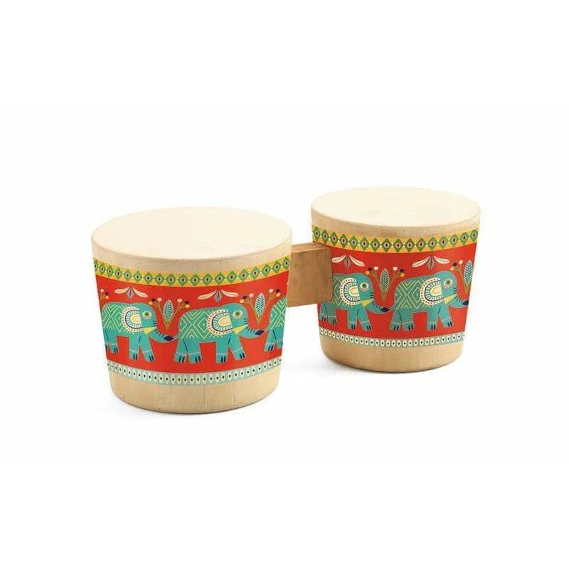 Solid Wood Stacking Cups with Different Sizes for Sensory Play and Motor SkillsDjeco Animambo Bongo Drums