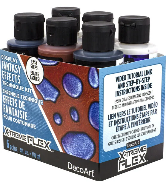 Sustainable Wooden Palette with Deep Wells for Mixing Acrylic PaintsDecoArt "X-Treme Flex" Cosplay Flexible Acrylic Paint - Fantasy Effects Kit