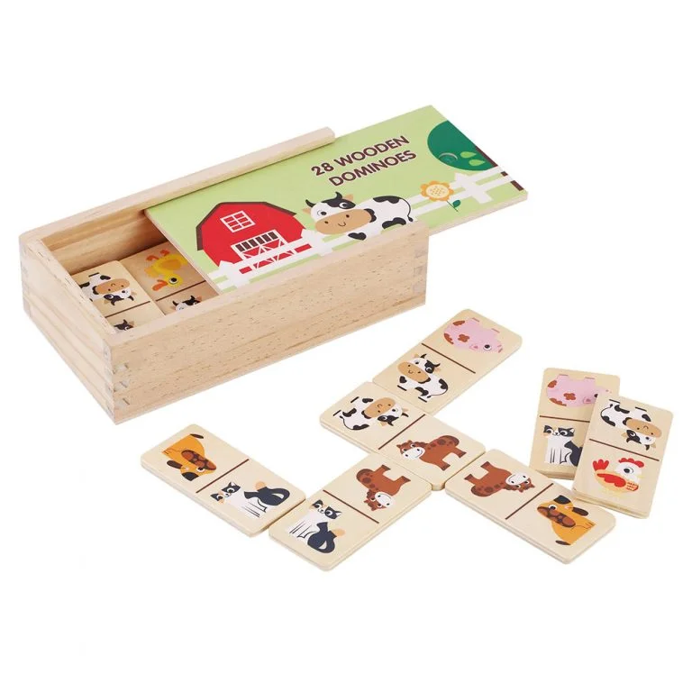 Natural Finish Wooden Pull - Along Wagon for Outdoor Toy Transport and PlayFarm Dominoes Natural Finish Wooden Pull - Along Wagon for Outdoor Toy Transport and PlayFarm Dominoes