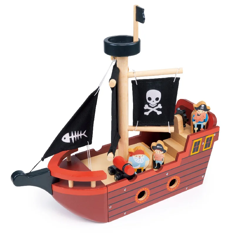 Sustainable Solid Wood Puzzle Set with 50 Pieces for Family Bonding and Brain TrainingFishbones Pirate Ship