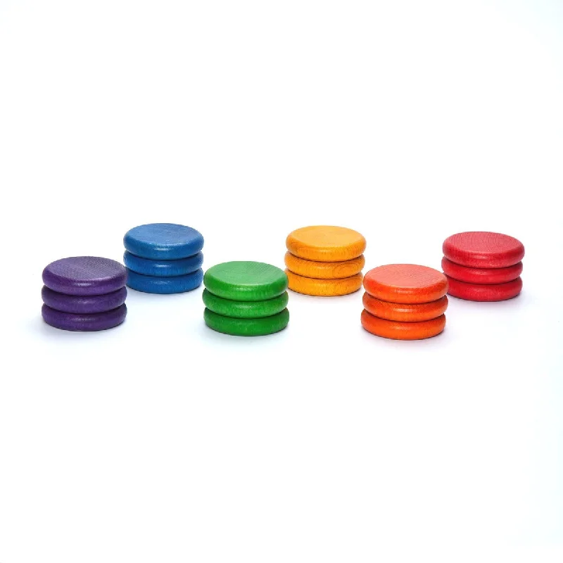 Solid Wood Stacking Cups with Different Sizes for Sensory Play and Motor SkillsGrapat coloured coins 18 pcs Solid Wood Stacking Cups with Different Sizes for Sensory Play and Motor SkillsGrapat coloured coins 18 pcs