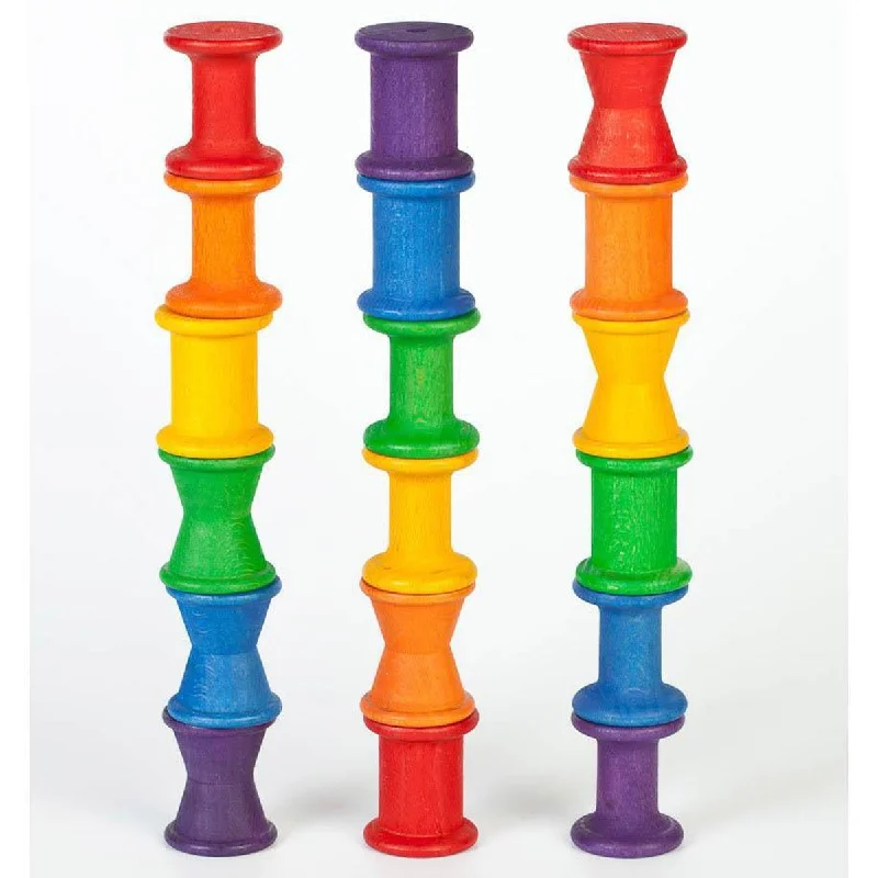Eco - Friendly Wooden Building Blocks Set with Magnetic Connectors for Creative ConstructionGrapat coloured spools 18 pcs Eco - Friendly Wooden Building Blocks Set with Magnetic Connectors for Creative ConstructionGrapat coloured spools 18 pcs