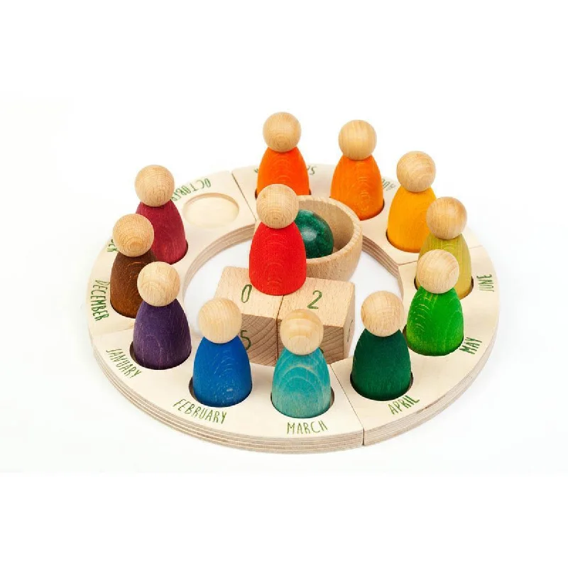 Sustainable Wood Marble Run Set with Multiple Tracks and Marble StorageGrapat coloured perpetual calendar