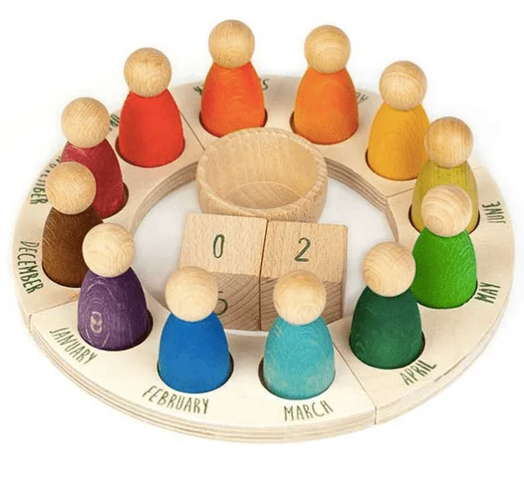 Solid Wood Construction Toy Set with Nuts, Bolts, and Tools for DIY ProjectsWooden Rainbow Perpetual Calendar with Peg Figures Solid Wood Construction Toy Set with Nuts, Bolts, and Tools for DIY ProjectsWooden Rainbow Perpetual Calendar with Peg Figures