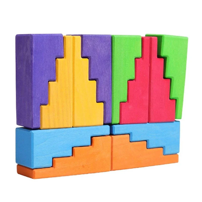 Heirloom - Quality Wooden Dollhouse with Multiple Floors and Furniture AccessoriesGrimm's Wooden Stepped Roofs Building Blocks Set - Rainbow Heirloom - Quality Wooden Dollhouse with Multiple Floors and Furniture AccessoriesGrimm's Wooden Stepped Roofs Building Blocks Set - Rainbow
