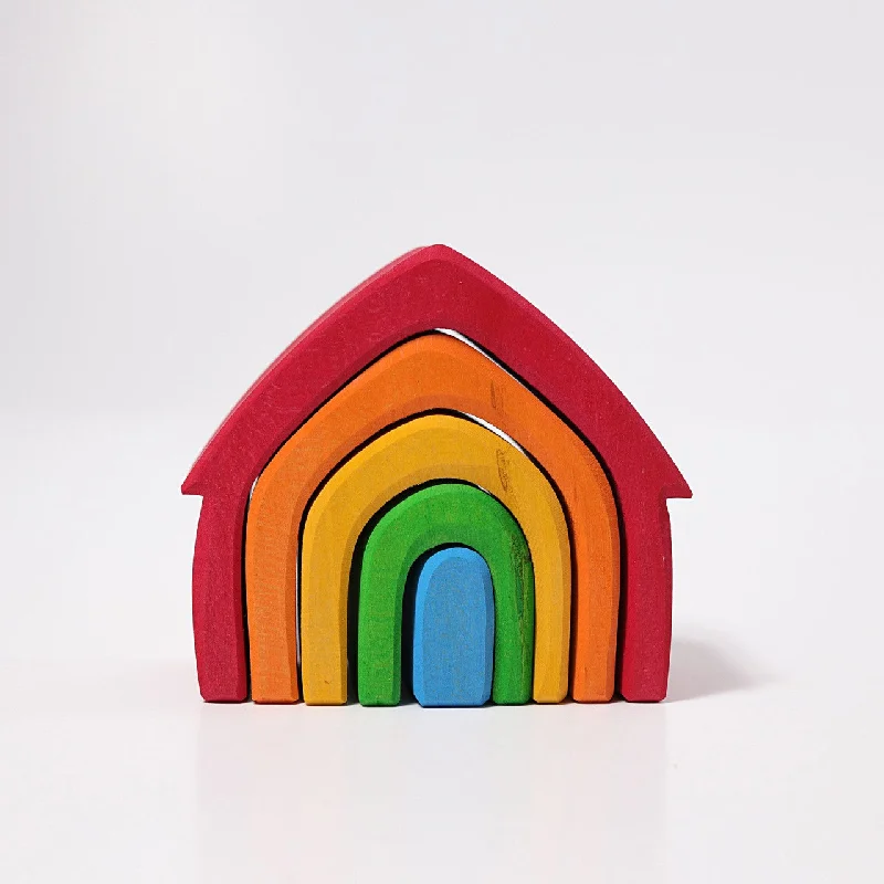 Hand - Painted Wooden Doll Set with Dresses and Accessories for Pretend PlaytimeGrimms - Colorful House Hand - Painted Wooden Doll Set with Dresses and Accessories for Pretend PlaytimeGrimms - Colorful House