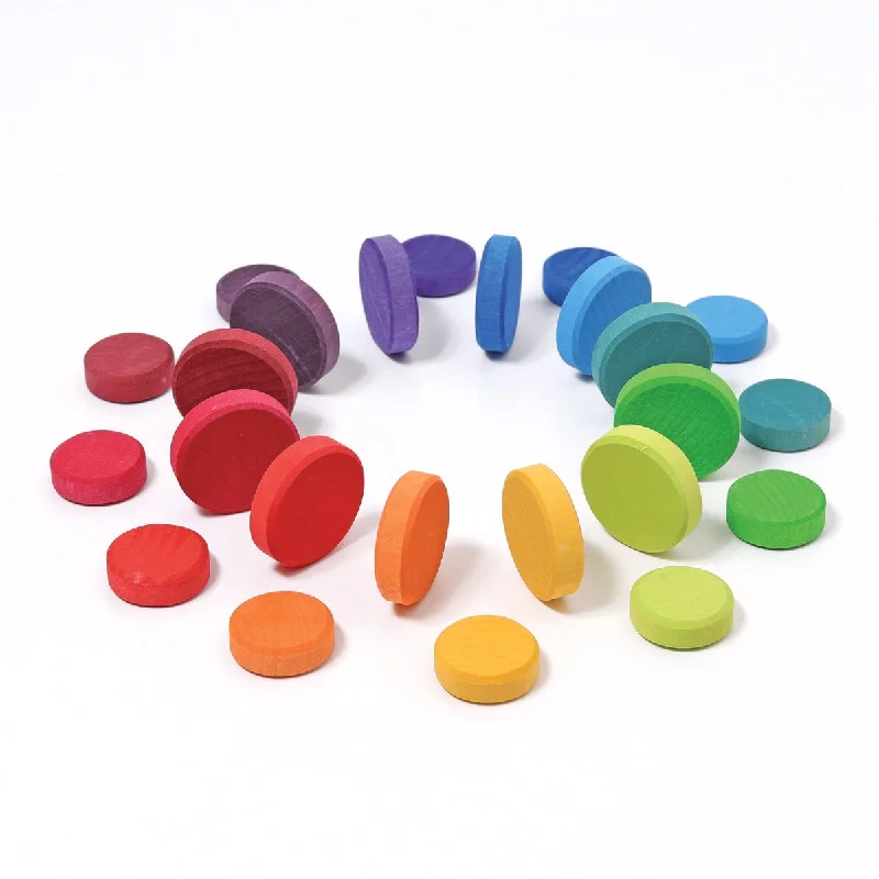 Hand - Carved Wooden Alphabet Blocks for Early Learning and Toddler DevelopmentGrimm's rainbow coins 24 pieces Hand - Carved Wooden Alphabet Blocks for Early Learning and Toddler DevelopmentGrimm's rainbow coins 24 pieces