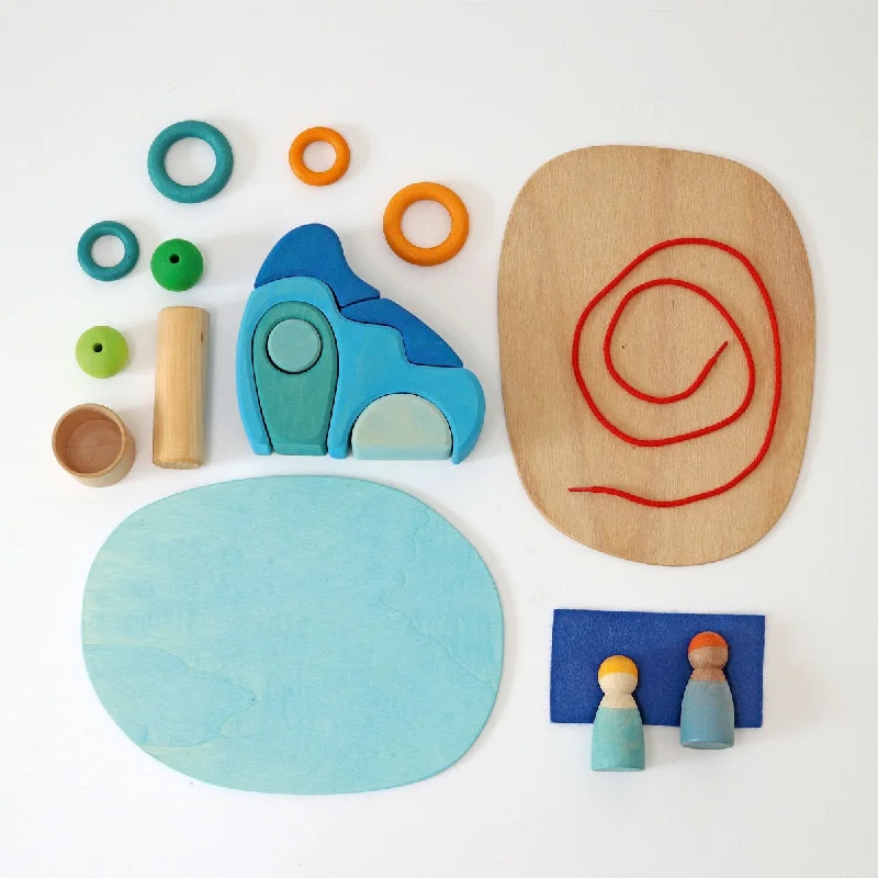 Sustainable Solid Wood Puzzle Set with 50 Pieces for Family Bonding and Brain TrainingGrimms Small World Play by the Water Sustainable Solid Wood Puzzle Set with 50 Pieces for Family Bonding and Brain TrainingGrimms Small World Play by the Water