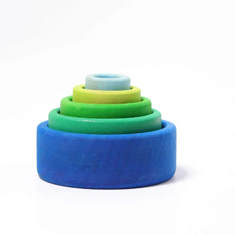 Hand - Turned Wooden Spinning Top with a Colorful Design for Classic AmusementGrimm's stacking nesting bowls ocean blue