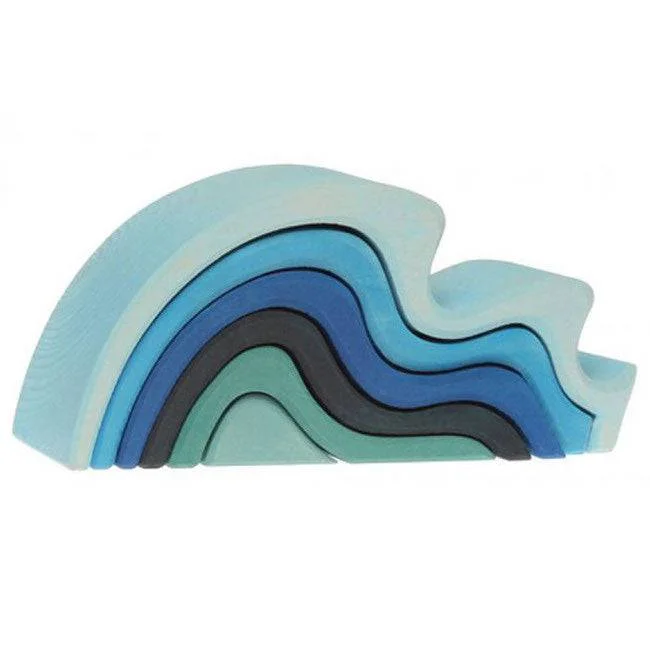 Handmade Wooden ABC Puzzle with Raised Letters for Tactile Learning ExperienceWater Waves Nesting Blocks