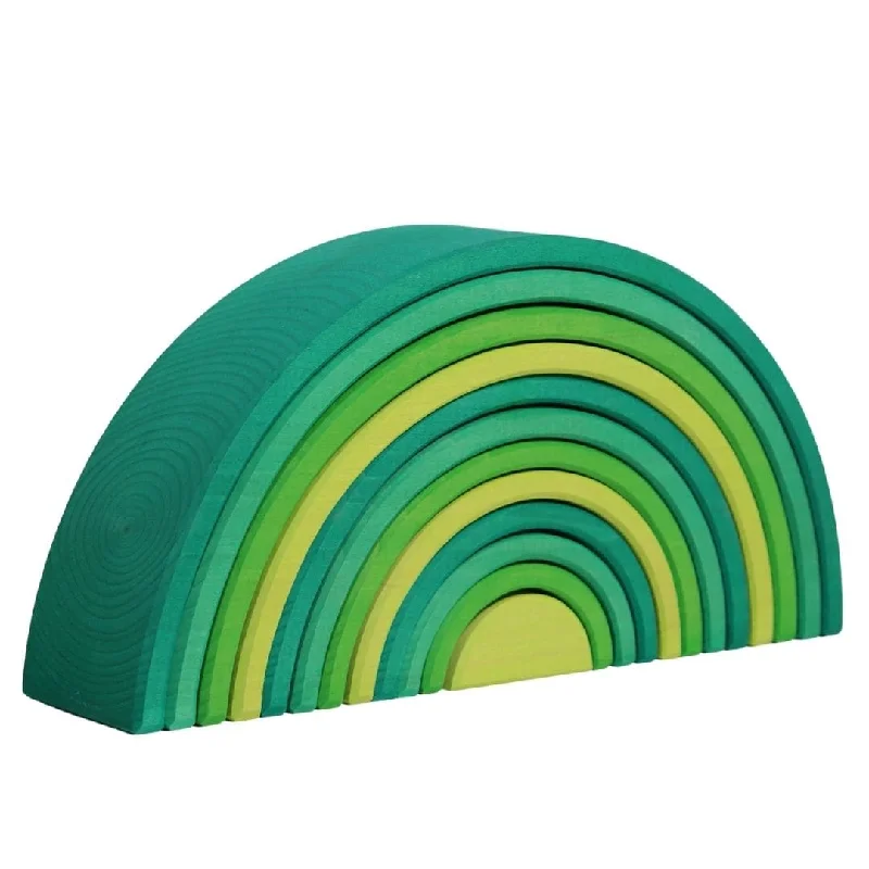 Sustainable Solid Wood Puzzle Set with 50 Pieces for Family Bonding and Brain TrainingForest Green Wooden Rainbow Tunnel