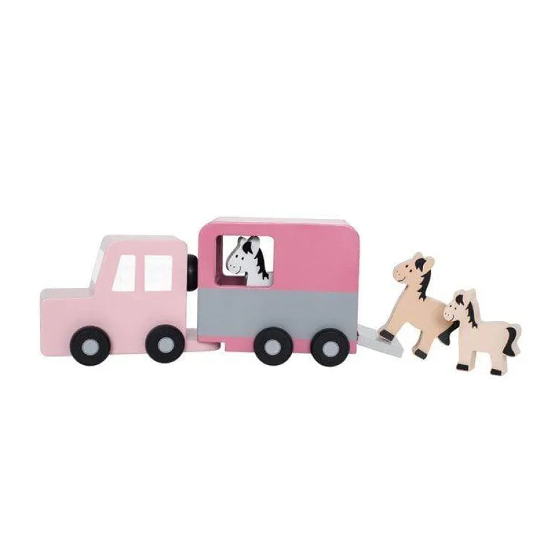 Wooden Toy Truck with Detachable Trailer for Imaginative Play and Cargo TransportJaBaDaBaDo Horse Trailer Wooden Toy Truck with Detachable Trailer for Imaginative Play and Cargo TransportJaBaDaBaDo Horse Trailer