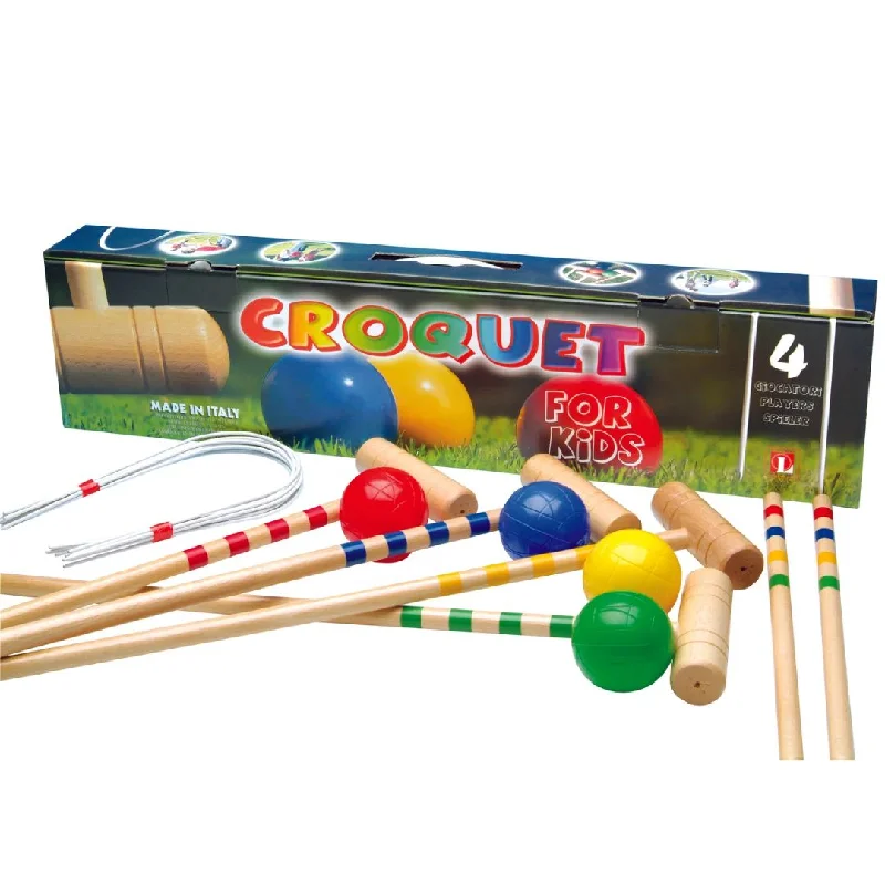 Eco - Friendly Wooden Building Blocks Set with Magnetic Connectors for Creative ConstructionChildren's 4 Player Croquet Set