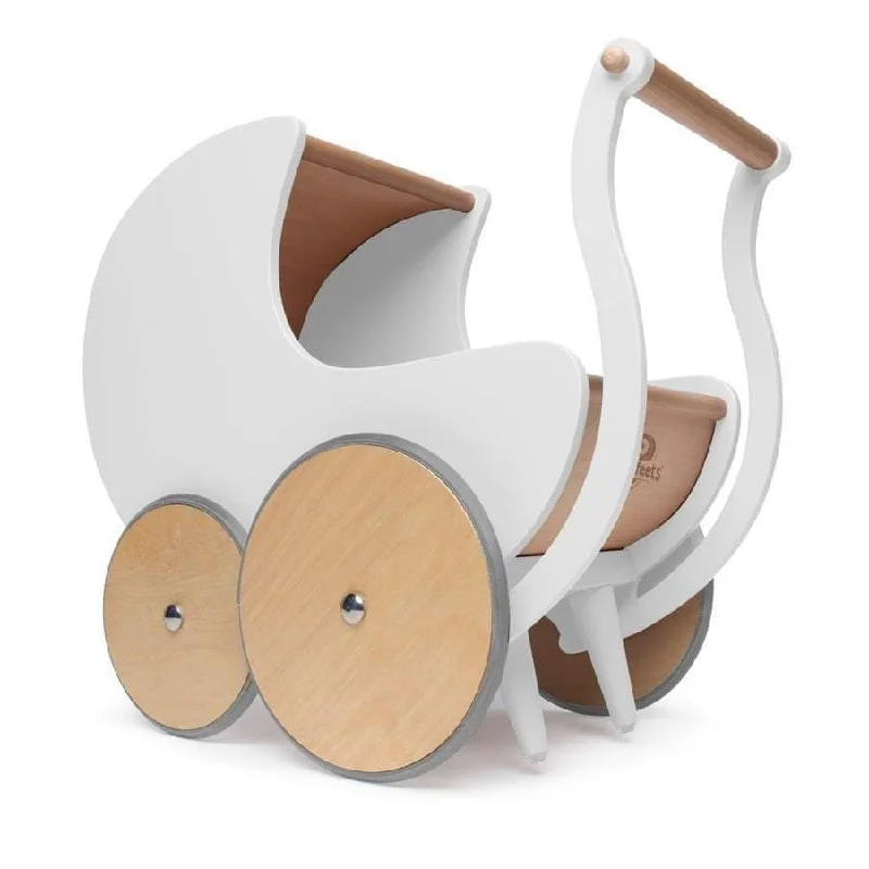 Natural Finish Wooden Pull - Along Toy Duck with Wheels for Toddler Outdoor PlayWalker Pram White