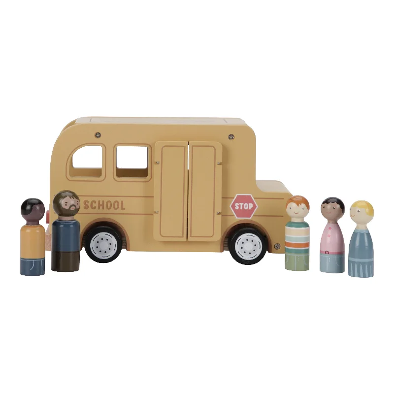 Sustainable Wood Marble Run Set with Multiple Tracks and Marble StorageLittle Dutch Wooden School Bus with Figures Sustainable Wood Marble Run Set with Multiple Tracks and Marble StorageLittle Dutch Wooden School Bus with Figures