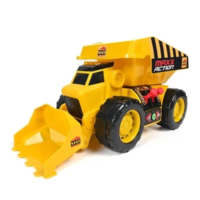 DC Comics Batman Action Figure in Classic Batsuit with Detachable Utility BeltMaxx Action 2-N-1 Dig Rig Dump Truck and Front End Loader Toy Vehicle