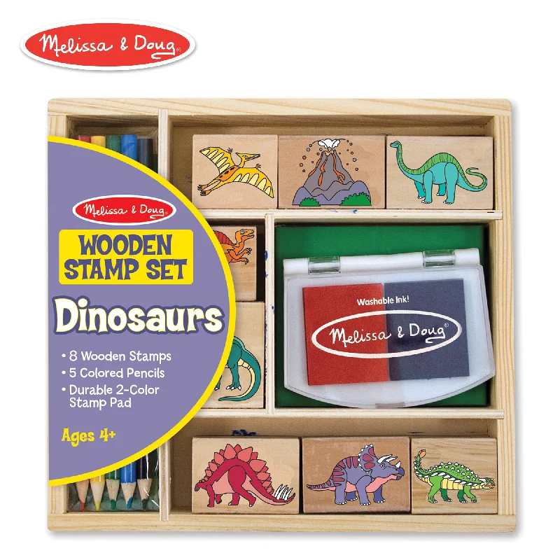 Handmade Wooden ABC Puzzle with Raised Letters for Tactile Learning ExperienceMelissa & Doug Wooden Dinosaur Stamp Set