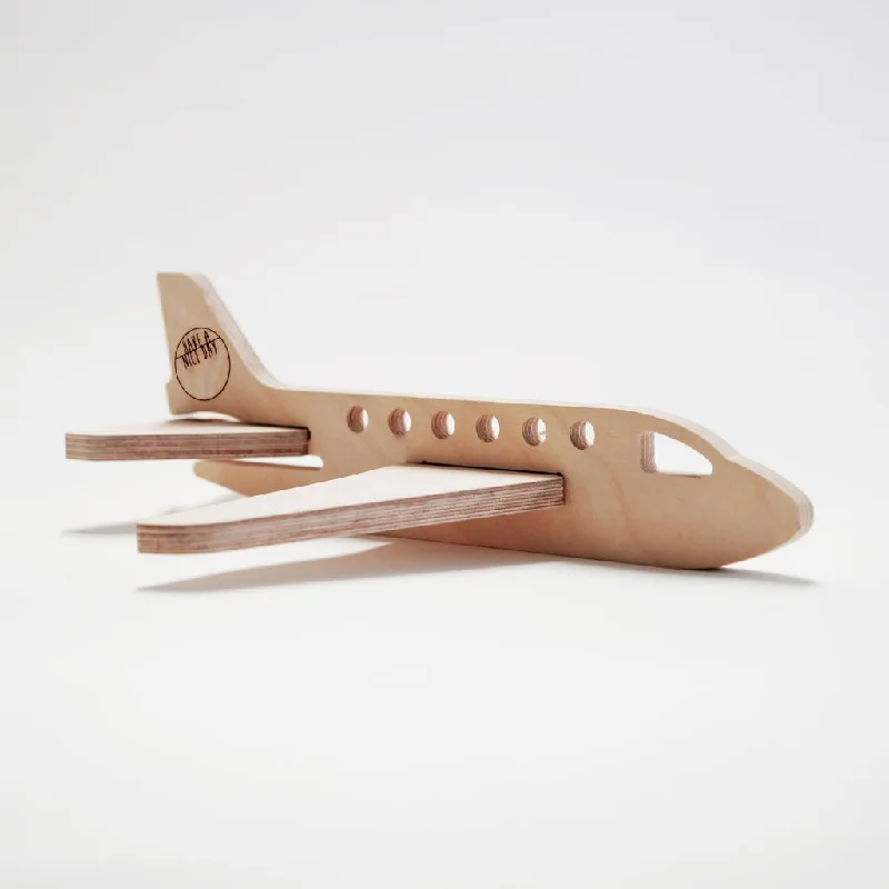 Sustainable Wood Marble Run Set with Multiple Tracks and Marble StorageMonday the Plane