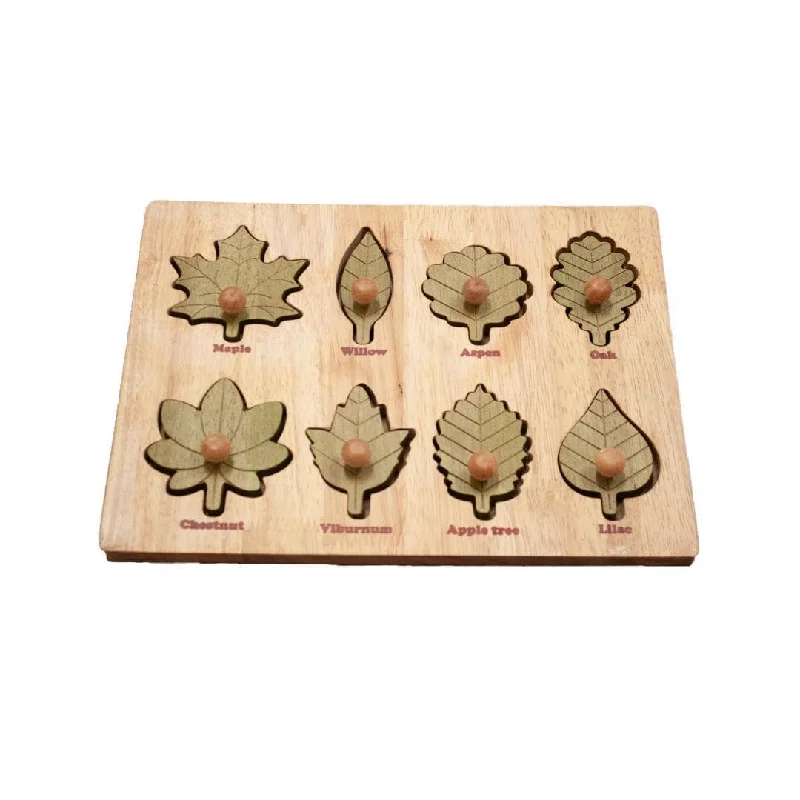 Hand - Painted Wooden Animal Figurines Set for Nursery Decor and Pretend PlayMontessori Leaf Puzzle