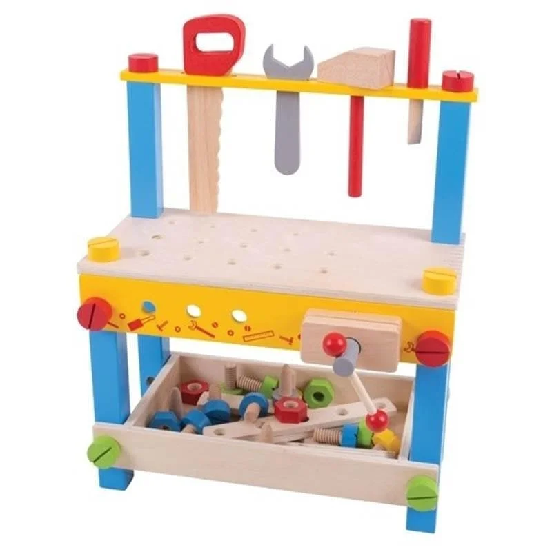 Eco - Friendly Wooden Building Blocks Set with Magnetic Connectors for Creative ConstructionMy First Workbench