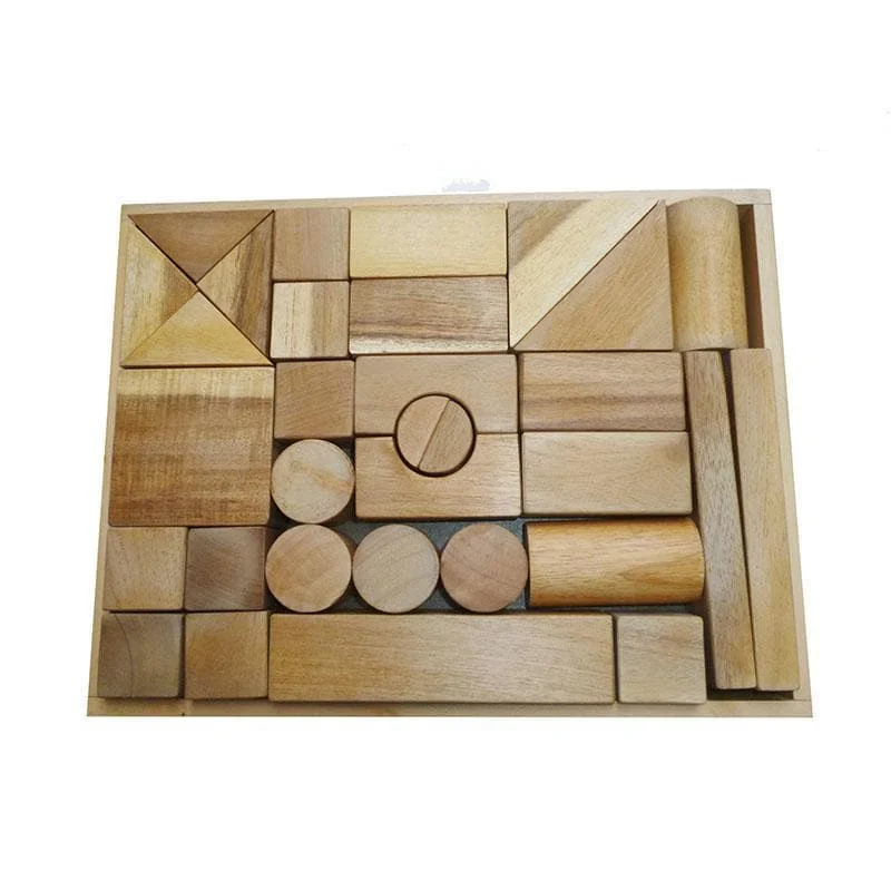 Hand - Turned Wooden Spinning Top with a Colorful Design for Classic AmusementNatural Wood Blocks – 34 Pcs