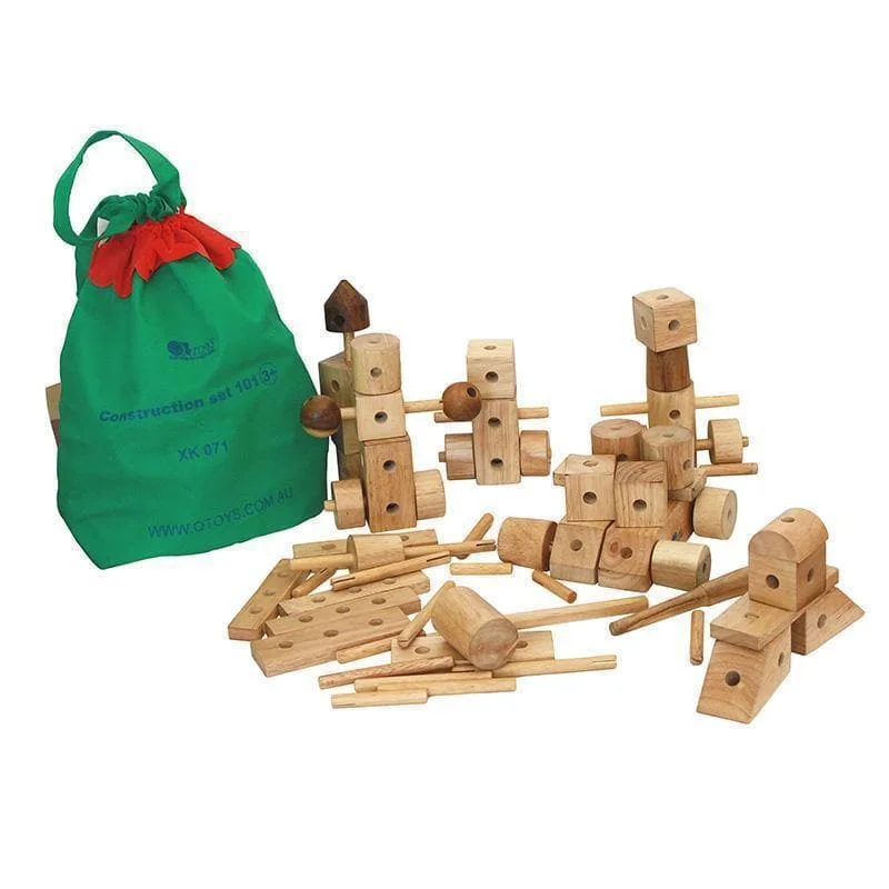 Handmade Wooden ABC Puzzle with Raised Letters for Tactile Learning ExperienceNatural Wood Construction Set