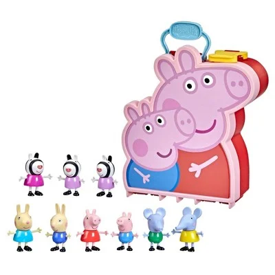 Hello Kitty Action Figure with Bow - Adorned Outfit and Miniature Sanrio ItemsPeppa Pig Carry-Along Brothers & Sisters